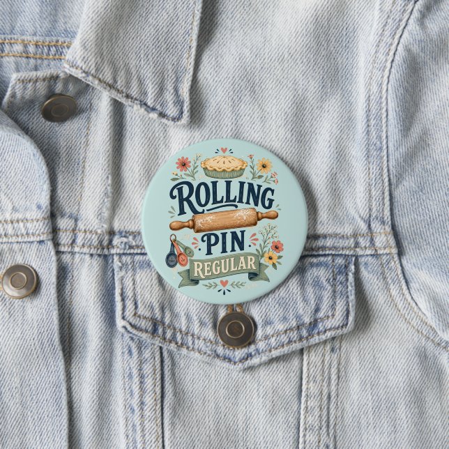 Rolling Pin Regular Cottage Baker Button (In Situ)