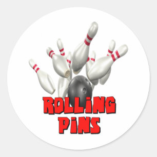 Rolling Pins Bowling Classic Round Sticker