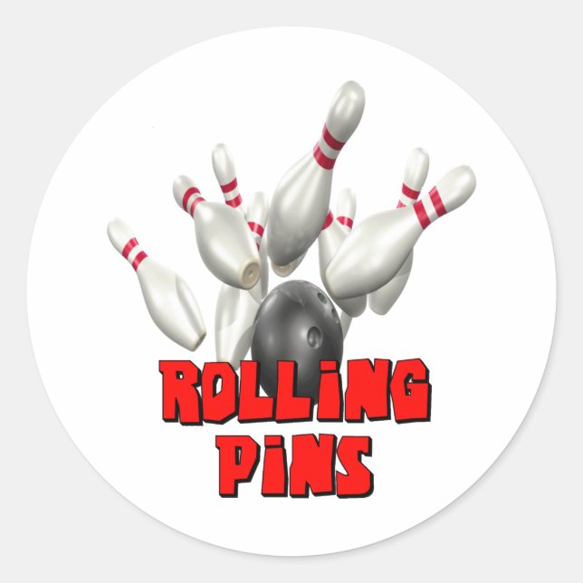 Rolling Pins Bowling Classic Round Sticker (Front)