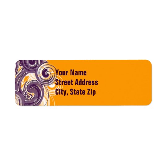 Rolling Purple Side Border Return Address Label