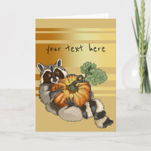 Rolling Raccoon Pumpkin Bandit Holiday Card