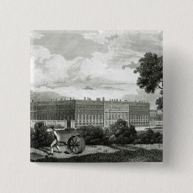 Rolling the Lawns at Hampton Court Palace 2 Inch Square Button (Front)