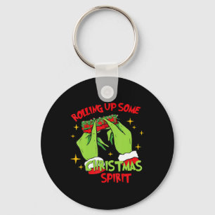 Rolling Up Some Christmas Spirit Xmas Pyjamas Holi Keychain