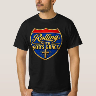Rolling with God’s Grace Christian Faith Trucker T-Shirt