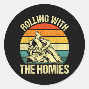 Rolling with the Homies Brazilian Jiu-Jitsu BJJ Classic Round Sticker