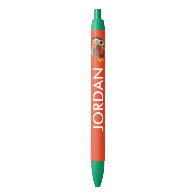 Rollo the Turkey Black Ink Pen (Front Vertical)