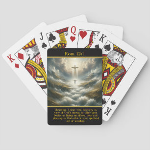 Rom 12:1 Majestic Cross Divine Radiance Playing Cards