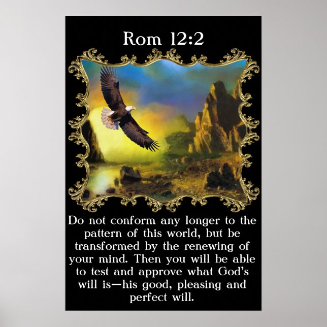 Rom 12:2 With A Eagle flying over the landscape. Poster (Front)