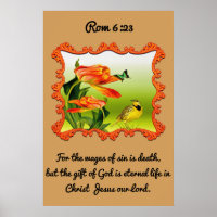 Rom 6:23 Yellow and black canary mockingbird