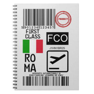 Roma airport travel tag notebook