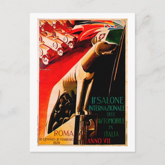Roma Car Show ~ Vintage 1929 Automobile Ad Postcard (Front)