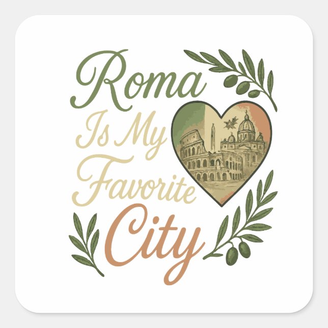 Roma Is My Favourite City Square Sticker (Front)