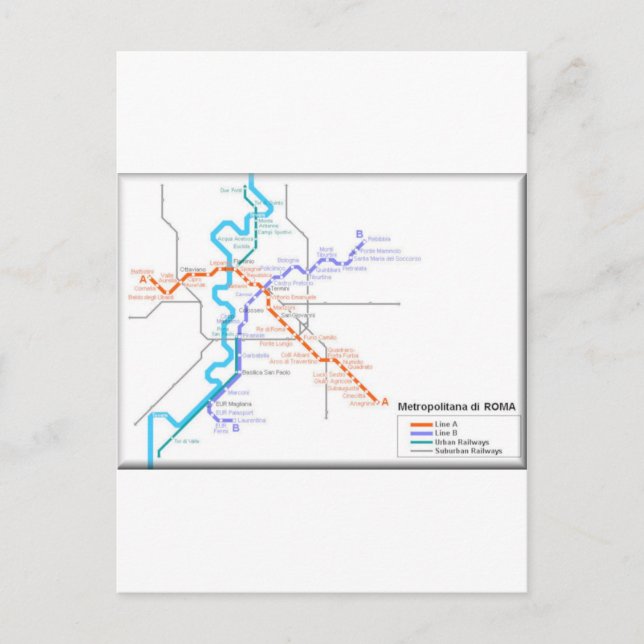 Roma Metro Map Postcard (Front)