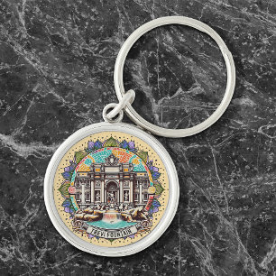 Roma Whispering Fountain Premium Round Keychain