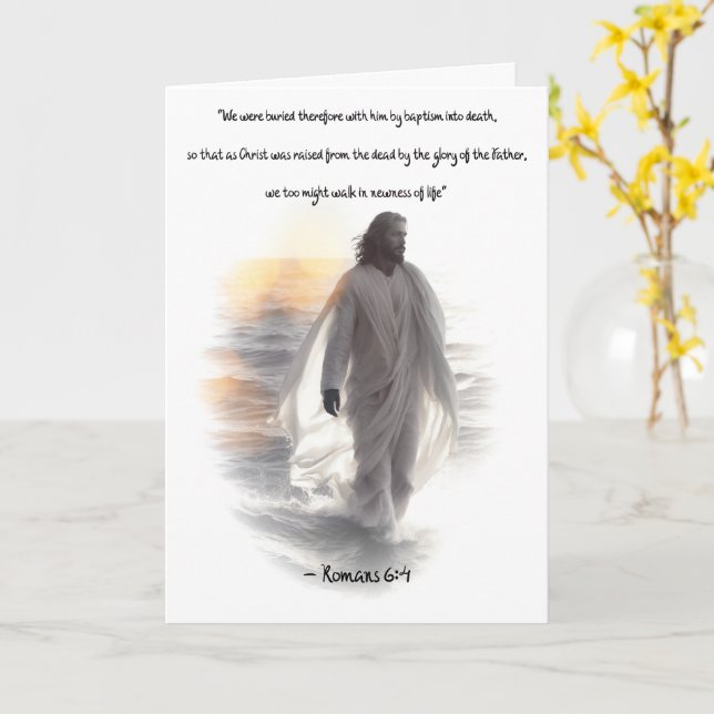 Romains 6:4 Carte de voeux Baptême (Fleur jaune)