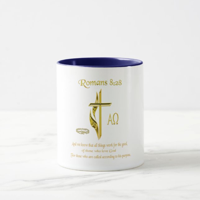 Romains 8:28 Mugs chrétiens (Centre)