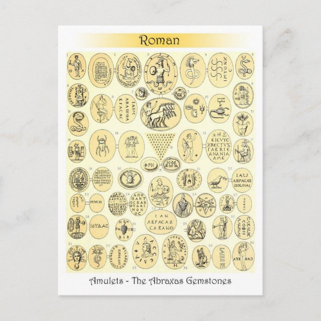 Roman Amulets - Engravings from Abraxas Gemstones Postcard (Front)