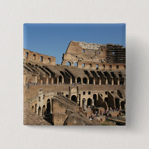 Roman Art. The Colosseum or Flavian 7 2 Inch Square Button