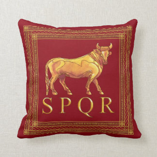 Roman Bull Throw Pillow