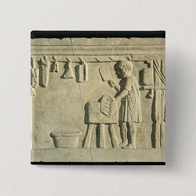Roman Butcher's, relief 2 Inch Square Button (Front)