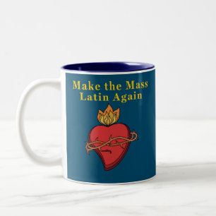 Roman Catholic Gift Make the Mass Latin Again Two-Tone Coffee Mug