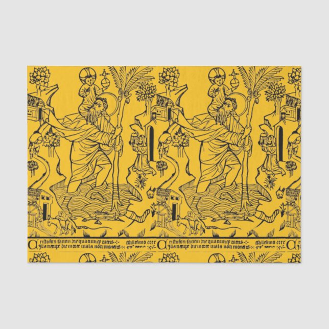 Roman Catholic Saint Christopher  Tissue Paper (Front)