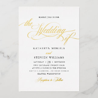 Roman Classic Script Calligraphy Wedding Gold