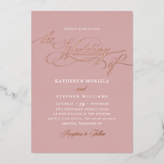 Roman Classic Script Calligraphy Wedding Rose Gold