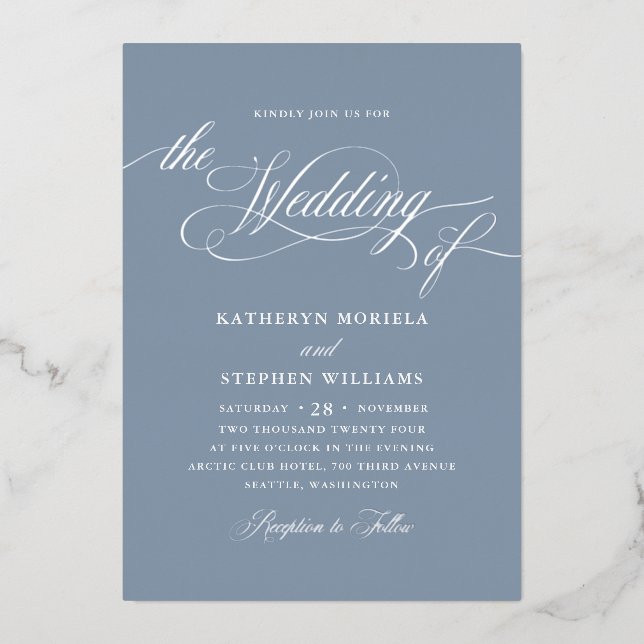 Roman Classic Script Calligraphy Wedding Silver (Front)