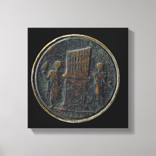 Roman coin depicting an organ canvas print