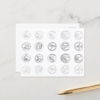 Roman coins holiday postcard