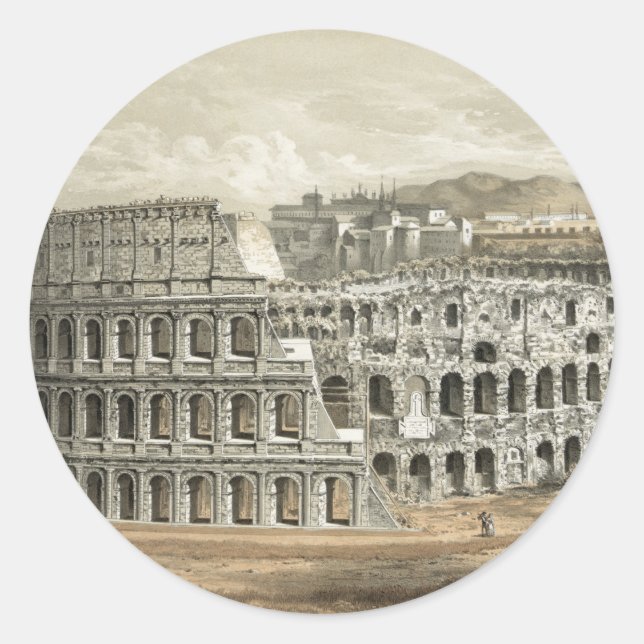 Roman Coliseum Vintage Art Classic Round Sticker (Front)