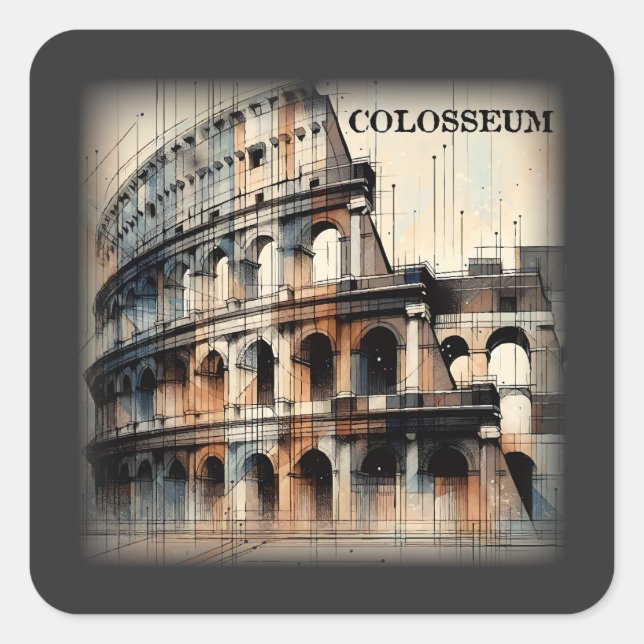 Roman Colosseum Italy Europe Square Sticker (Front)