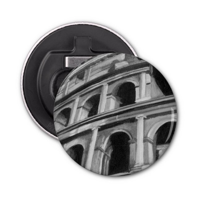 Roman Colosseum with Architectural Drawings Bottle Opener (Front)