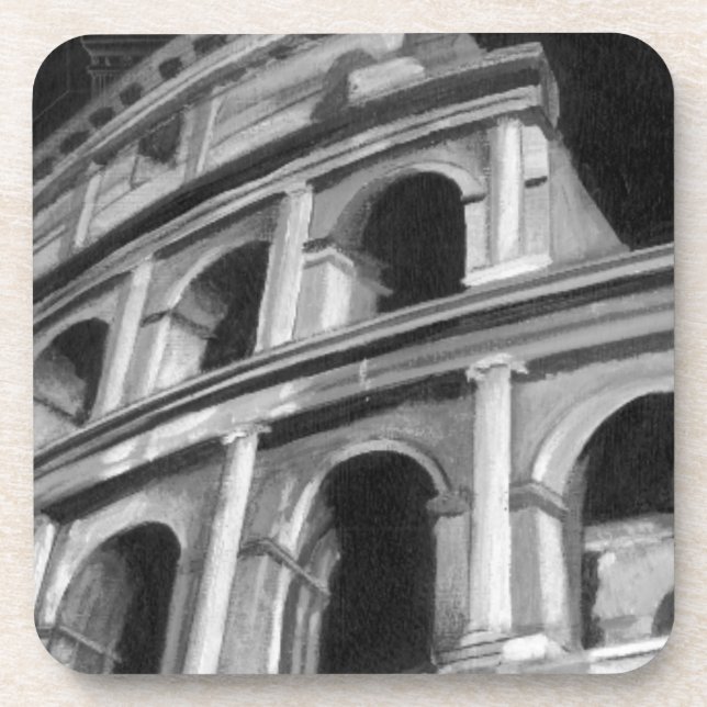 Roman Colosseum with Architectural Drawings Coaster (Front)