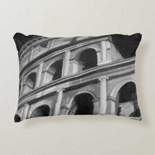 Roman Colosseum with Architectural Drawings Decorative Pillow