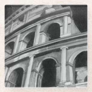 Roman Colosseum with Architectural Drawings Glass Coaster