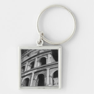 Roman Colosseum with Architectural Drawings Keychain