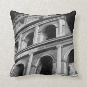 Roman Colosseum with Architectural Drawings Throw Pillow