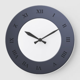 Roman Digits on Blue Frame on any Colour Large Clock