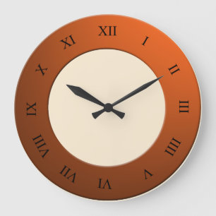 Roman Digits on Orange Frame on any Colour Large Clock