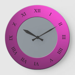 Roman Digits on Pink Frame on any Colour Large Clock
