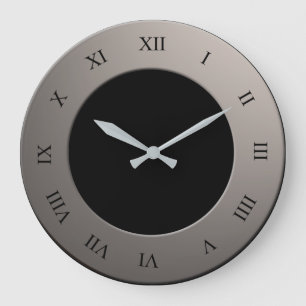 Roman Digits on Silver Frame on any Colour Large Clock