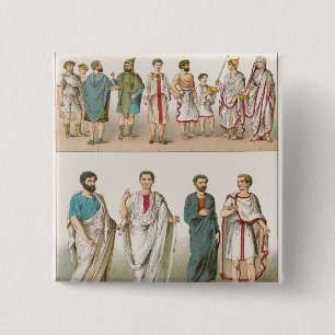 Roman Dress, from 'Trachten der Voelker', 1864 2 Inch Square Button