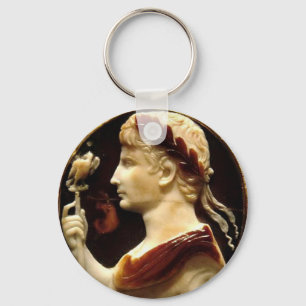 Roman Emperor Octavian Augustus Cameo Ancient Art Keychain