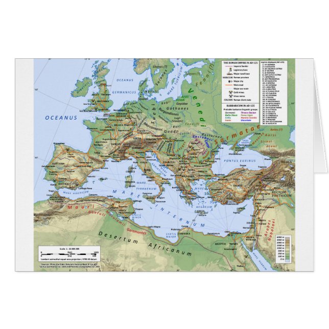 Roman Empire Map During Reign of Emperor Hadrian (Front Horizontal)