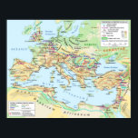 Roman Empire Map Poster<br><div class="desc">A public domain map of the Roman Empire as it was in the year 125 A.D. This image is 5200x4116 pixels,  and should be customizable to most sizes of prints/posters available on Zazzle. Feel free to email if you have any questions or need the image in a larger resolution.</div>