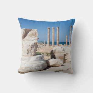 Roman Forum And Remains Of Statue, Sabratha, AZ Throw Pillow
