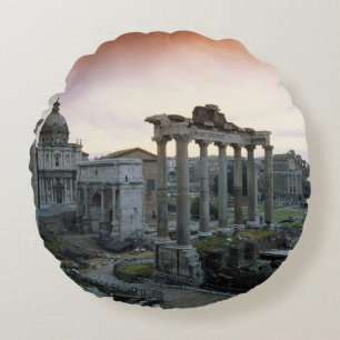 Roman Forum at dawn Round Pillow