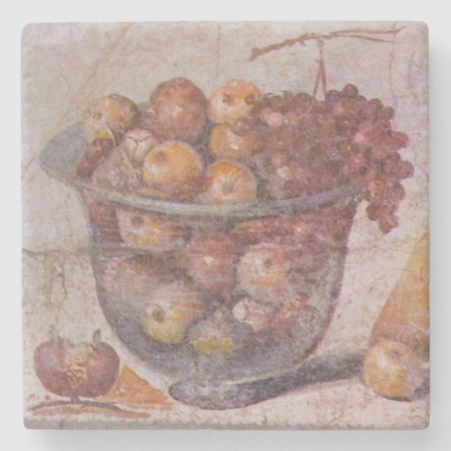 Roman Fruit Still Life from Pompeii Stone Coaster (Front)